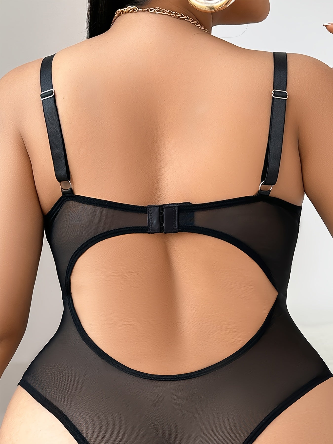 Curvy Hot Lady Outfit - Nightclub Enthusiast'S One-Piece Dress with Lace Details And Strap Design - Tailored Sexy Dress for Plus-Size Women